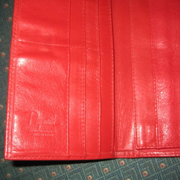 ❤️Amazing PLYMOUTH Red Leather Gold Horsebit Clutch ID Bill Fold Wallet - Picture 7 of 12
